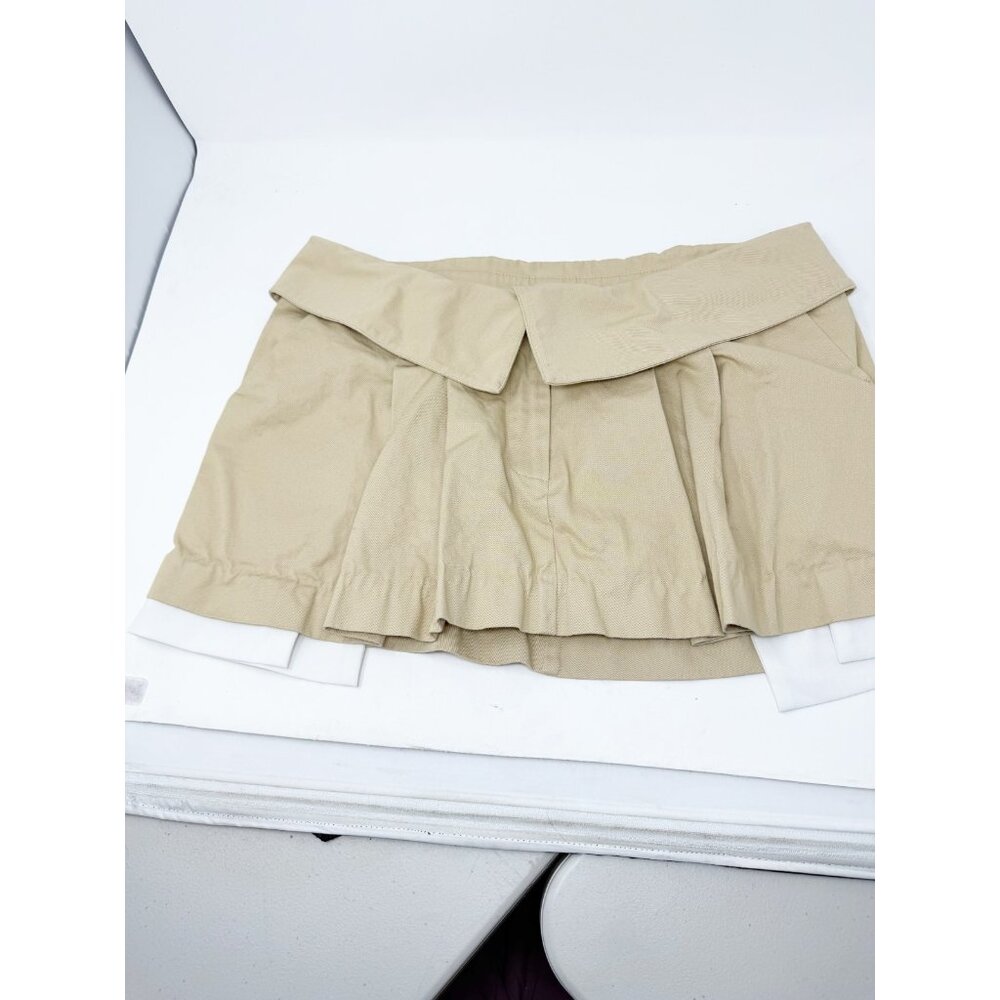 Elsa‎ Lovers and Friends Womens Pleated Mini Skirt Fold Over Waist Tan Large